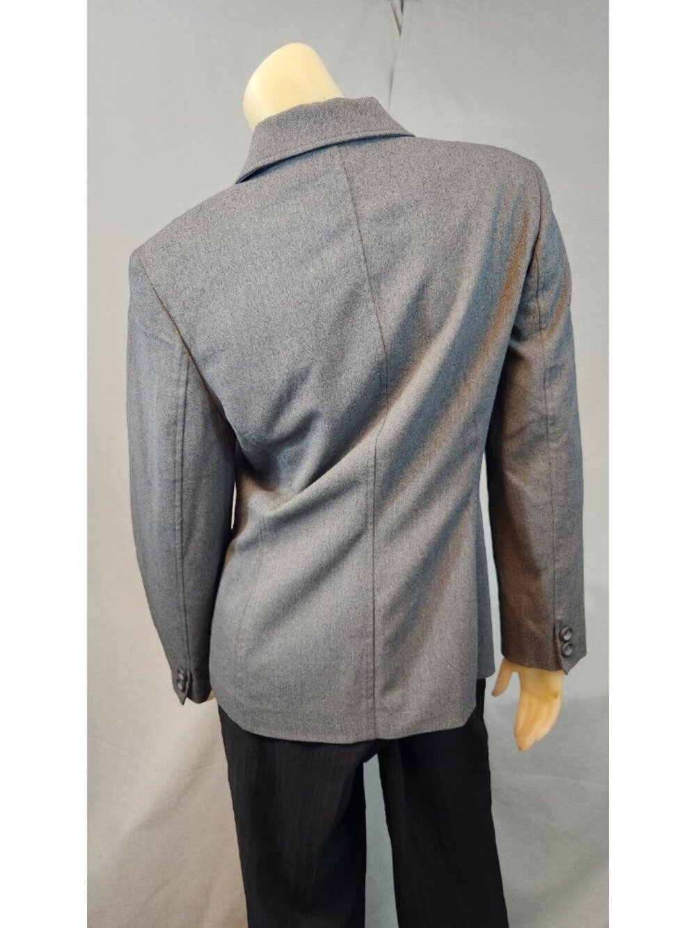Express Grey Long Slv 3 Button Notch Blazer Jacket Top WOMENS Size 7 / 8 MEDIUM - Picture 4 of 6